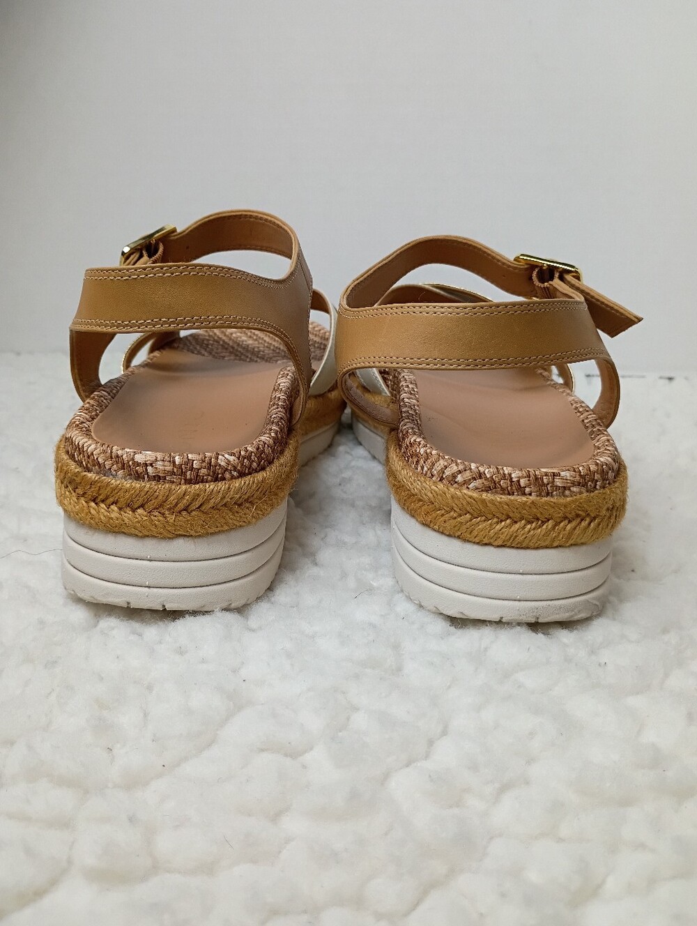 Vionic MAR Platform Espadrille Sandals Women's 8.5 Tan White Gold Leather EU39 - Picture 4 of 10
